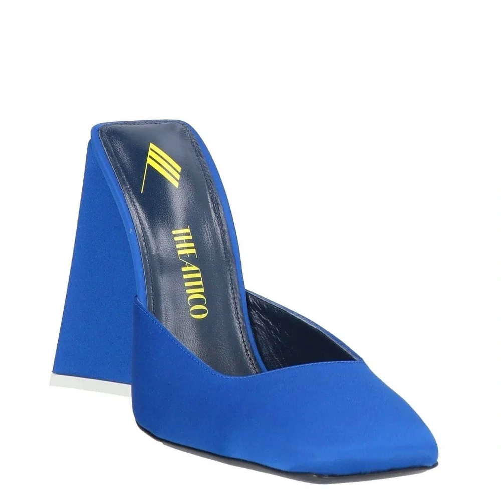 The Attico sapphire blue square-toe mules with 110mm 3D triangular heel - Picture 2 of 4